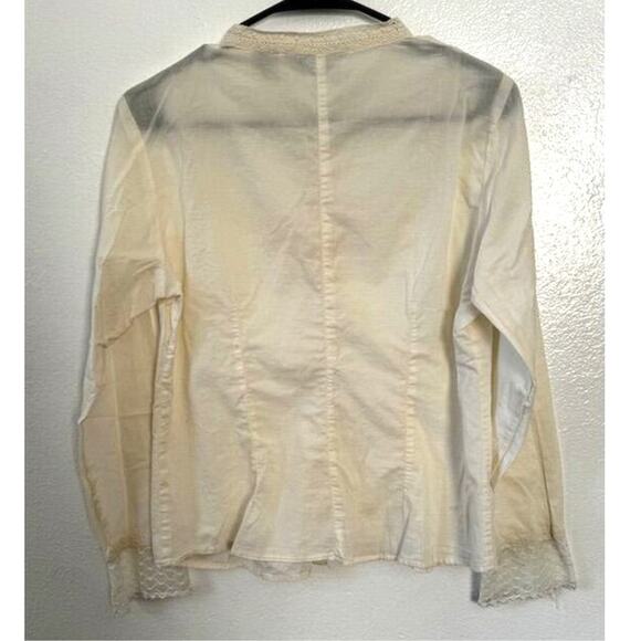 Y2K Quizz Again Romantics Women M Ivory Lace Victorian Button-Up Top Long Sleeve - Picture 6 of 8